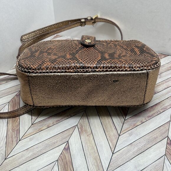 GILI Leather Snakeskin Embossed Crossbody Metallic Trim - Picture 5 of 13